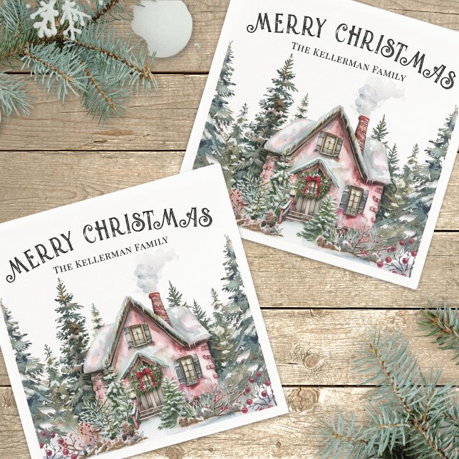 Serviette En Papier Festive Winter Christmas (Festive Winter Merry Christmas Napkins)