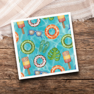 Serviette En Papier Fête au bord de la piscine turquoise cool