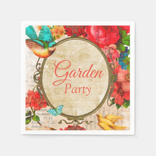 Serviette En Papier Fête au jardin à l'aquarelle (Devant)