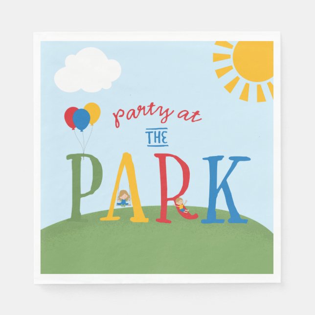 Serviette En Papier Fête aux serviettes d'anniversaire du parc (Devant)