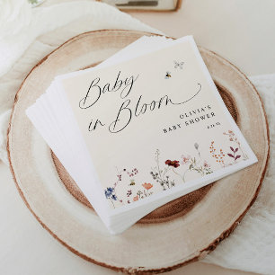 Serviette En Papier Fête bébé Bohème Fleur sauvage & Abeilles Floral