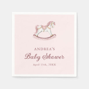 Serviette En Papier Fête bébé fille Carrousel Rose Pastel