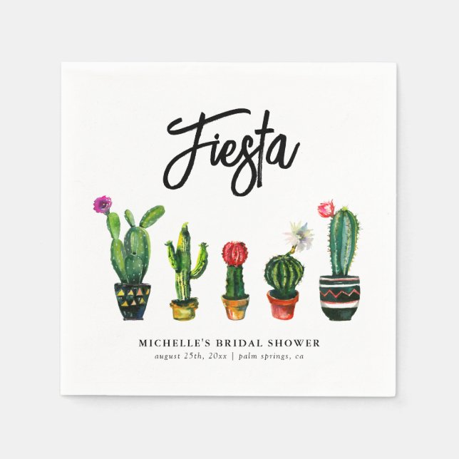 Serviette En Papier Fête Cactus Enterrement de Vie de Jeune Fille (Devant)