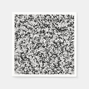 Serviette En Papier Fête Camouflage noir gris blanc arctique