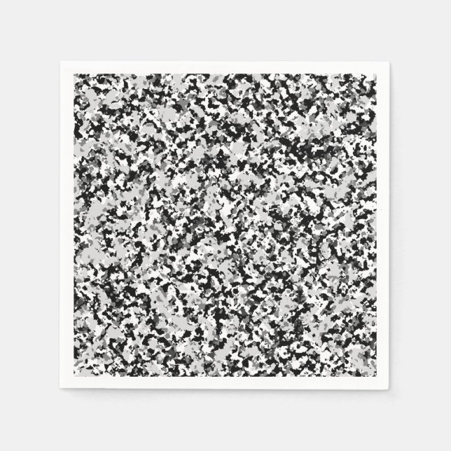 Serviette En Papier Fête Camouflage noir gris blanc arctique (Devant)