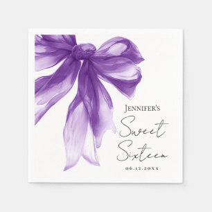 Serviette En Papier Fête Coquette Ruban Violet Script Sweet 16