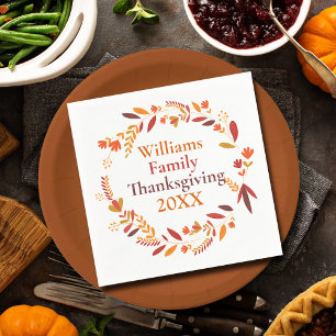 Serviette En Papier Fête d'Action de grâces de la famille personnali