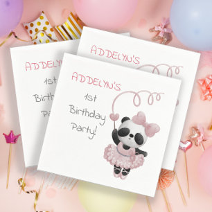 Serviette En Papier Fête d'anniversaire 1 an de Ballerine Ours Panda