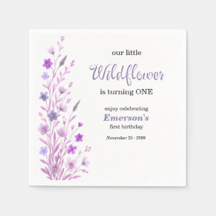 Serviette En Papier Fête d'anniversaire 1 an Elegant Fleur Violette