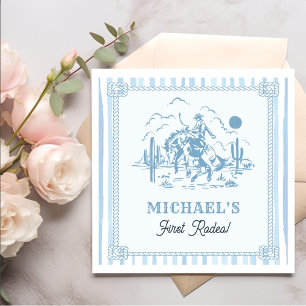 Serviette En Papier Fête d'anniversaire 1ère année Cowboy Bleu Vintage
