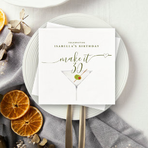 Serviette En Papier Fête d'anniversaire 30 ans Make It 30 Olive Dirty