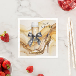 Serviette En Papier Fête d'anniversaire 50 ans et fabuleuse avec talon