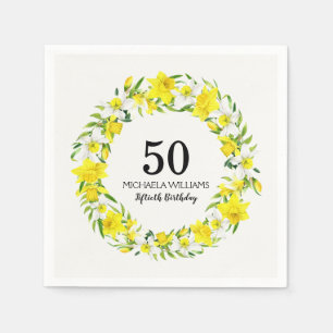 Serviette En Papier Fête d'anniversaire 50 ans Jonquille Jaune
