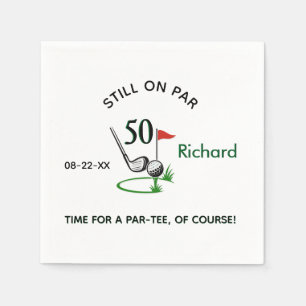 Serviette En Papier Fête d'anniversaire 50 ans thème golf personnalisé