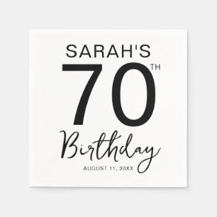 Serviette En Papier Fête d'anniversaire 70 ans Minimal Noir Blanc