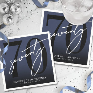Serviette En Papier Fête d'anniversaire 70 ans Modern Blue