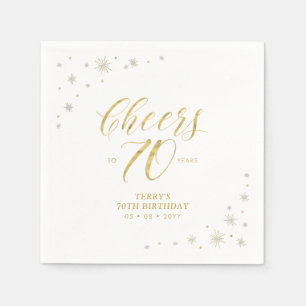Serviette En Papier Fête d'anniversaire 70 ans Moderne Paillettes d'Or