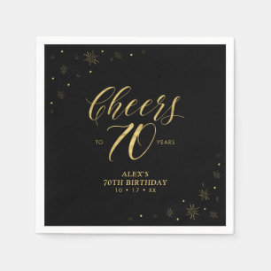 Serviette En Papier Fête d'anniversaire 70 ans Moderne Paillettes d'Or