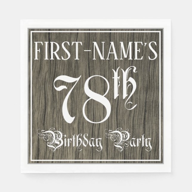 Serviette En Papier Fête d'anniversaire 78th — Script fantaisie, Faux  (Devant)