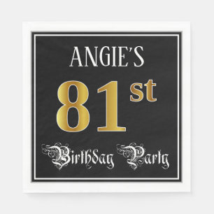 Serviette En Papier Fête d'anniversaire 81st — Script fantaisie, Faux 