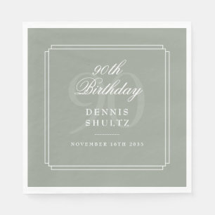Serviette En Papier Fête d'anniversaire 90 ans Classique Deco Vert Sau