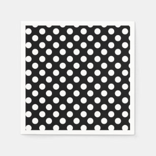 Serviette En Papier Fête d'anniversaire à pois noirs et blancs