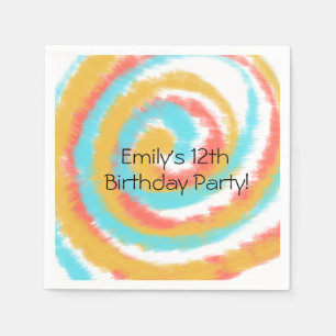Serviette En Papier Fête d'anniversaire abstraite Tie Dye Summer Swirl