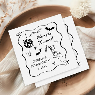 Serviette En Papier Fête d'anniversaire adulte Halloween dessinée à la