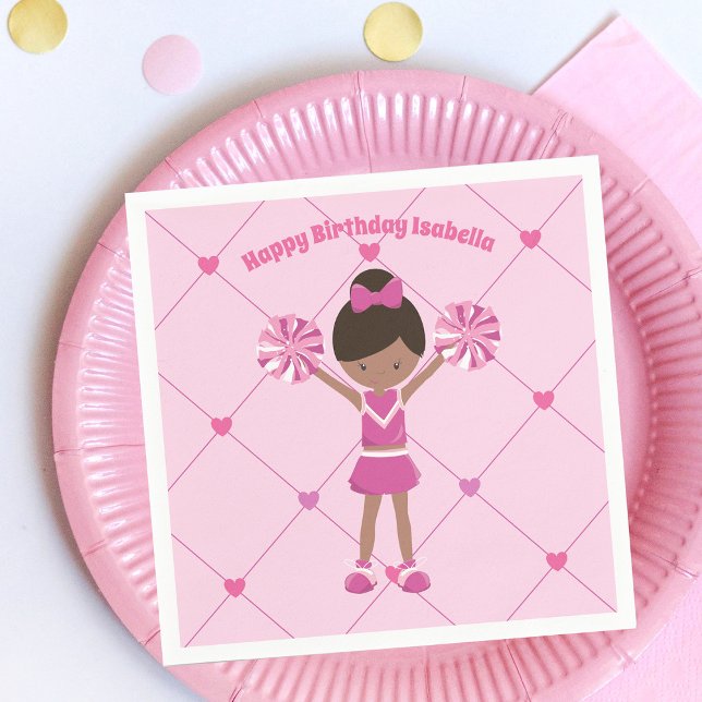 Serviette En Papier Fête d'anniversaire afro-américaine Pom-pom girl r (Créateur téléchargé)