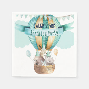 Serviette En Papier Fête d'anniversaire aquarelle bohème Aventure Anim