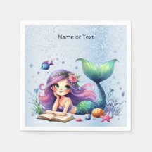 Fête d'anniversaire aquarelle Sirène Mer Vie migno