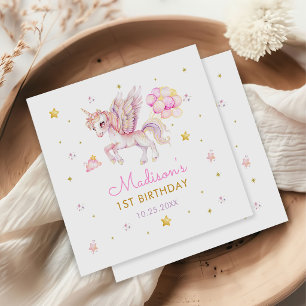 Serviette En Papier Fête d'anniversaire arc-en-ciel licorne pastel mag