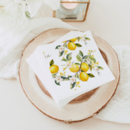 Serviette En Papier Fête d'anniversaire aux citrons d'aquarelle