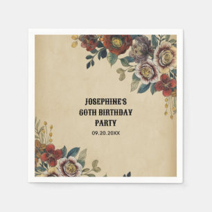 Serviette En Papier Fête d'anniversaire aux fleurs vintage