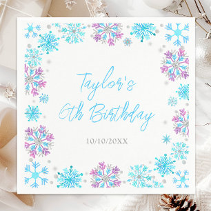 Serviette En Papier Fête d'anniversaire aux flocons de neige violets e