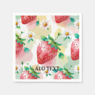 Serviette En Papier Fête d'anniversaire aux fraises mignonnes
