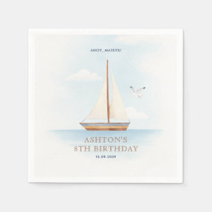 Serviette En Papier Fête d'anniversaire bateau à voile nautique