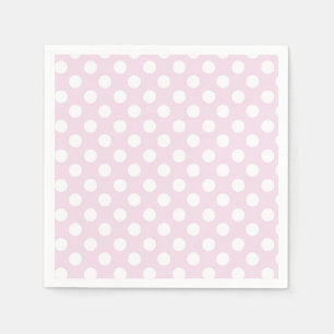Serviette En Papier Fête d'anniversaire bébé rose clair et pois blancs