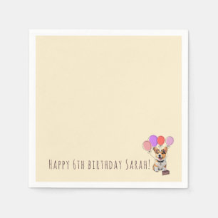 Serviette En Papier Fête d'anniversaire chaleureuse Corgi Crème Beige 