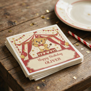 Serviette En Papier Fête d'anniversaire cirque vintage