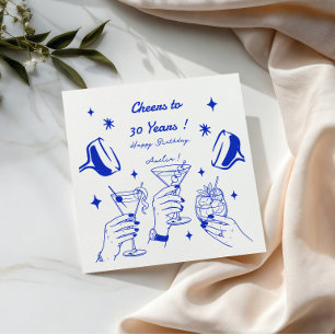 Serviette En Papier Fête d'anniversaire Cocktail Doodle Funky dessiné