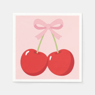 Serviette En Papier Fête d'anniversaire coquette Cerises avec Ruban Ro