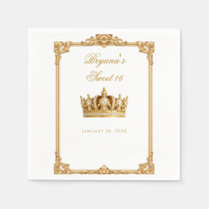 Serviette En Papier Fête d'anniversaire Couronne d'Or Chaise Royale