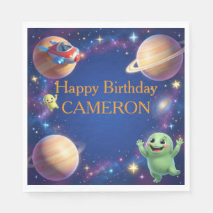 Serviette En Papier Fête d'anniversaire d'aliens mignons de l'espace
