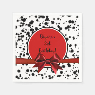 Serviette En Papier Fête d'anniversaire Dalmatien Taches Noire Blanche