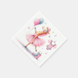 Serviette En Papier Fête d'anniversaire Dancing Pink Giraffe