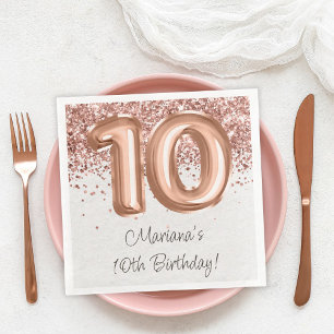 Serviette En Papier Fête d'anniversaire de 10 ans Rose Gold