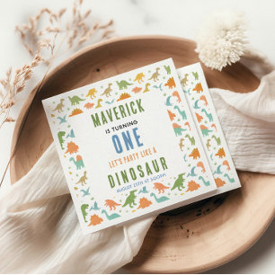Serviette En Papier Fête d'anniversaire de 1 an de dinosaure Préhist