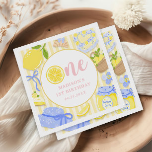 Serviette En Papier Fête d'anniversaire de 1 an Lemon Citrus Summer Le