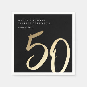 Serviette En Papier Fête d'anniversaire de 50 ans de type or moderne é